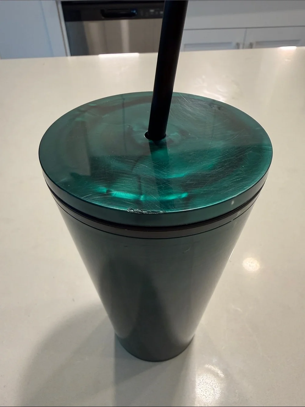 Starbucks 2022 Grande Marble Swirl Emerald Green Reusable Tumbler 16 oz